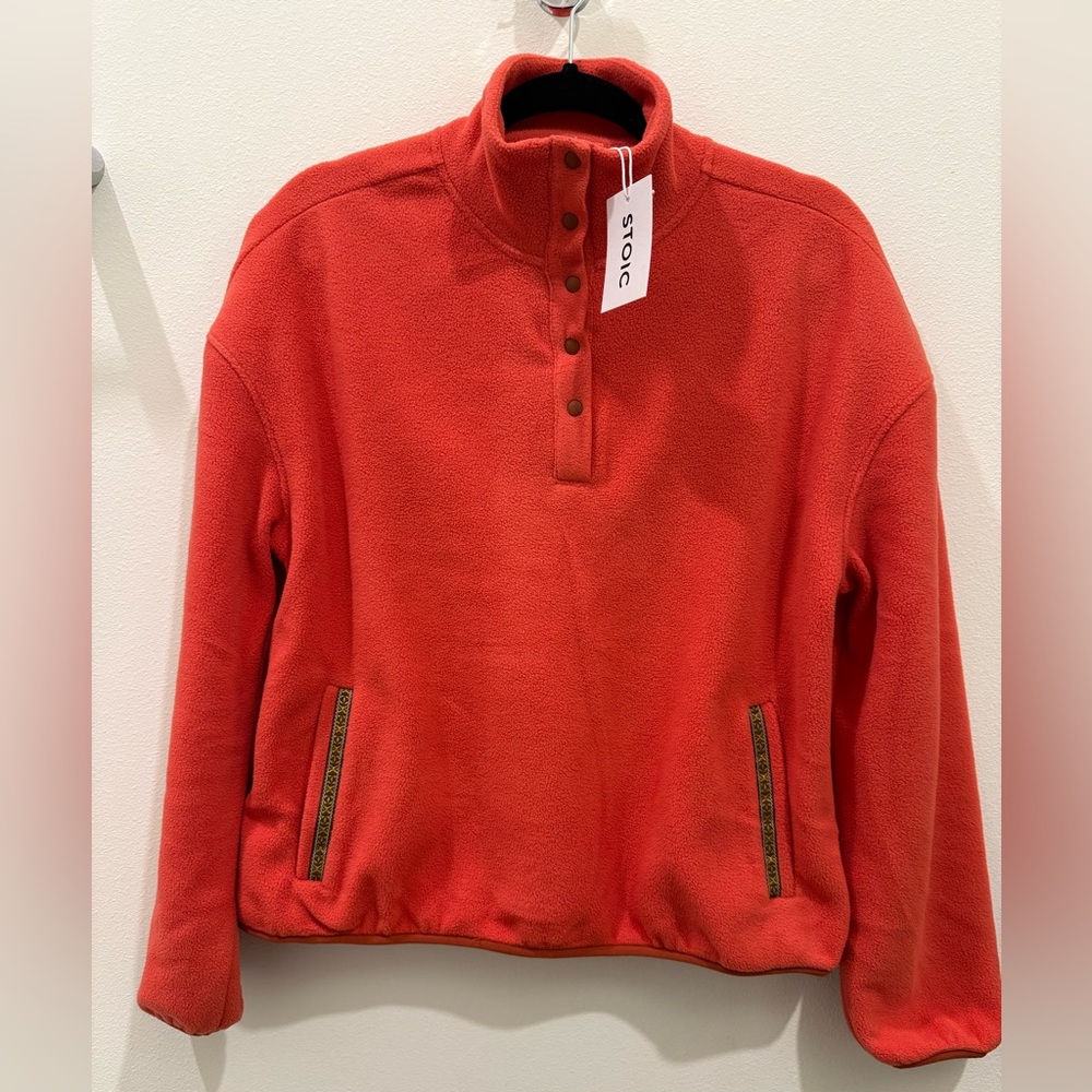 NWT Stoic Red Fleece Snap Neck Pullover